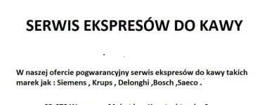Przedsiębiorstwo 3 wizerunek SERWIS EKSPRESÓW SIEMENS BOSCH WARSZAWA w Warszawa MZ